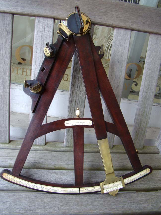 An exremely fine and rare Mahogany framed Mariner's Octant dated June 23, 1777